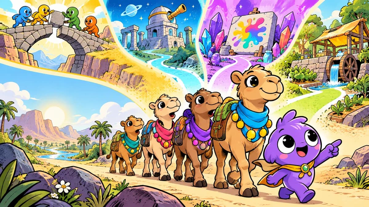 How many camels would your cartoon caravan have?